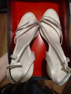 Women's Satin Strappy Heels in Ivory